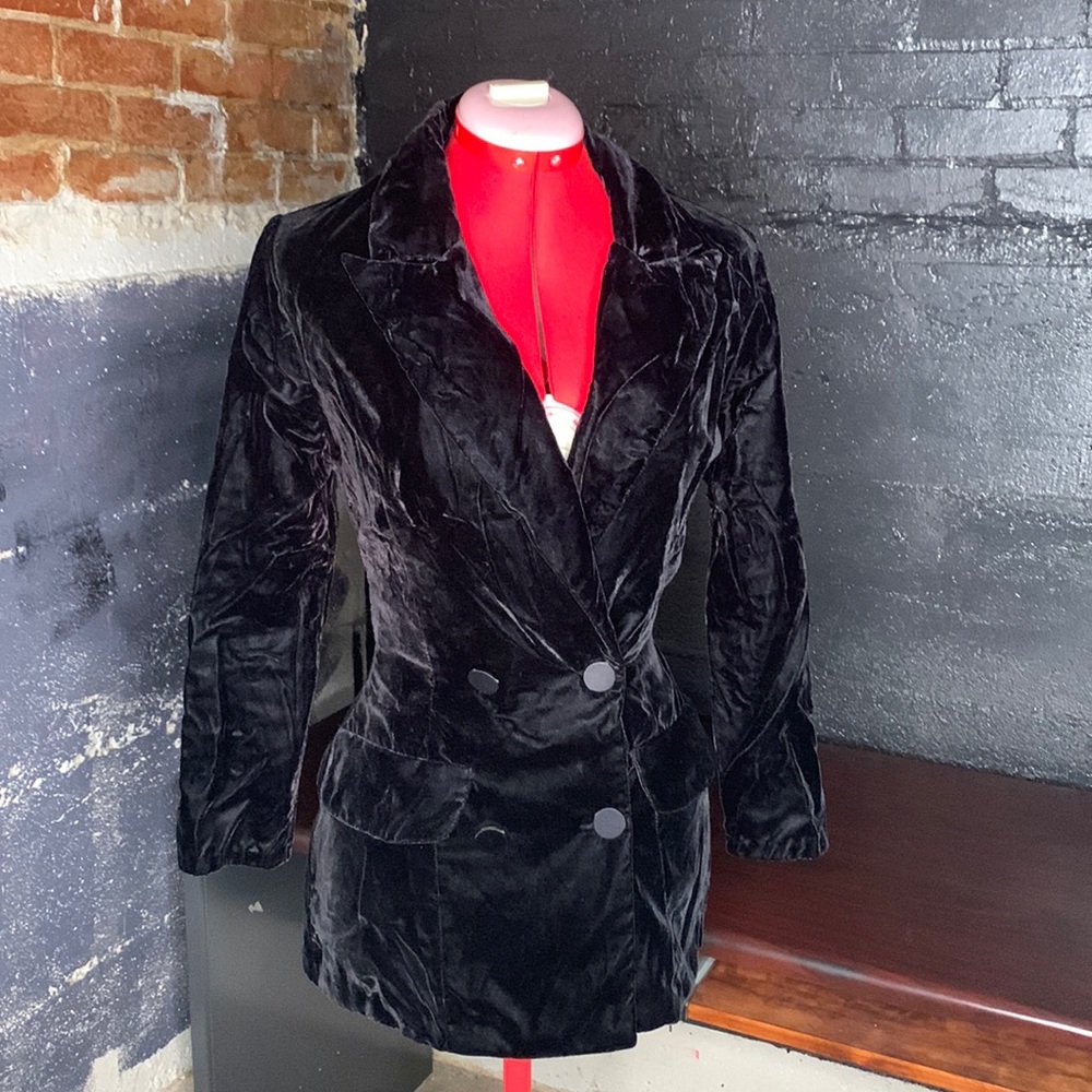 Velvet Blazer Jacket w/ Sheer Back